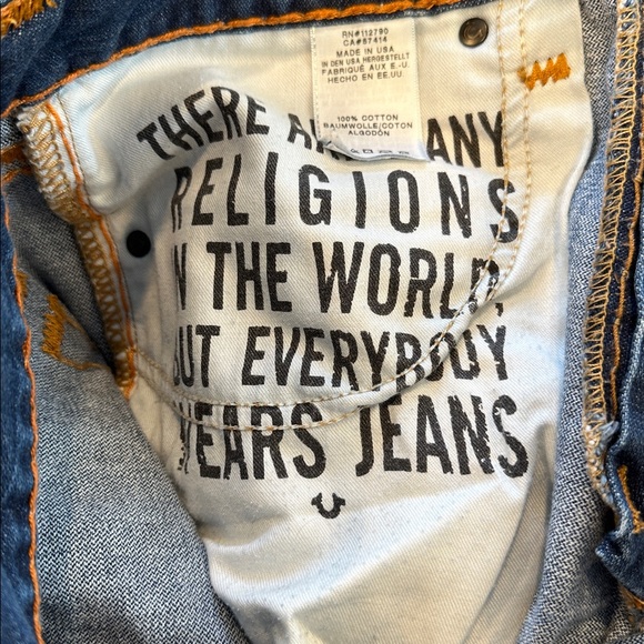 True Religion Made In USA Ricky Blue Meduim Wash Jeans Straight Leg Size 34 - Picture 9 of 9